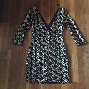 New Year’s Gold/Black Sequin Mini Dress